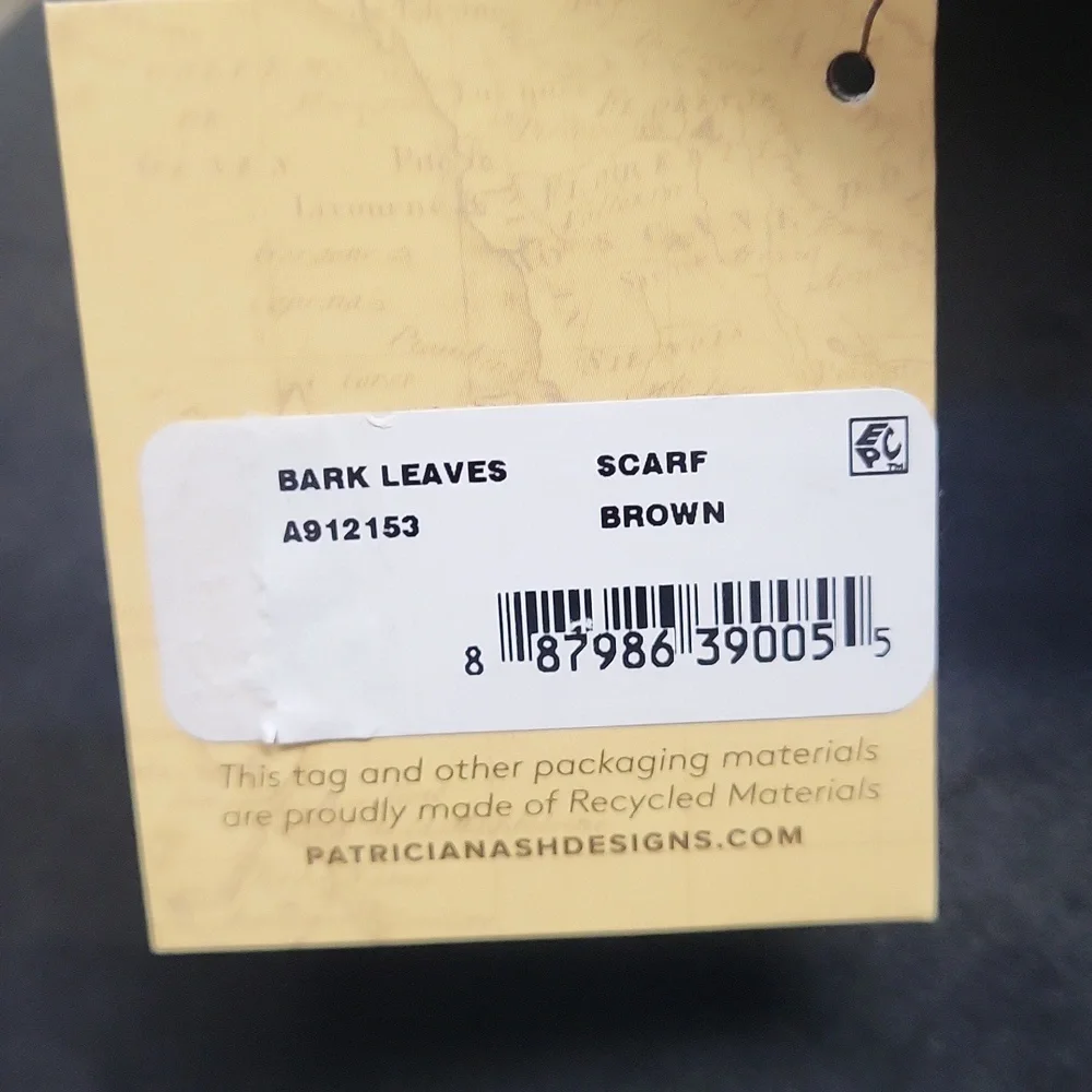 Patricia Nash Scarf Brown Bark Leaves